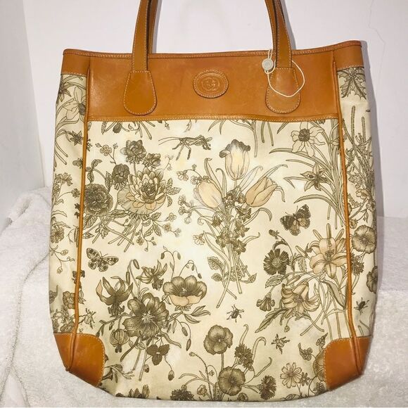 Gucci Floral Tan and Brown Tote Bag - Picture 5 of 16